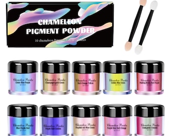 Chameleon Pigment Powder Color Shifting- 10 Jars of Chameleon Mica Powder Pigment