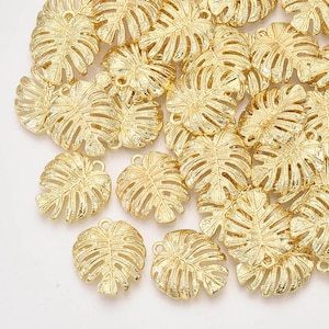 Palm Leaf Charms Jewellery Pendant, Light Gold Monstera Leaf Charm for Jewelry Making DIY Jewelry Accessories