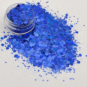 Blauwe dikke glittermix, koningsblauwe dikke glittermix, harsbenodigdheden, nail art glitter, ambachtelijke benodigdheden, harsbenodigdheden