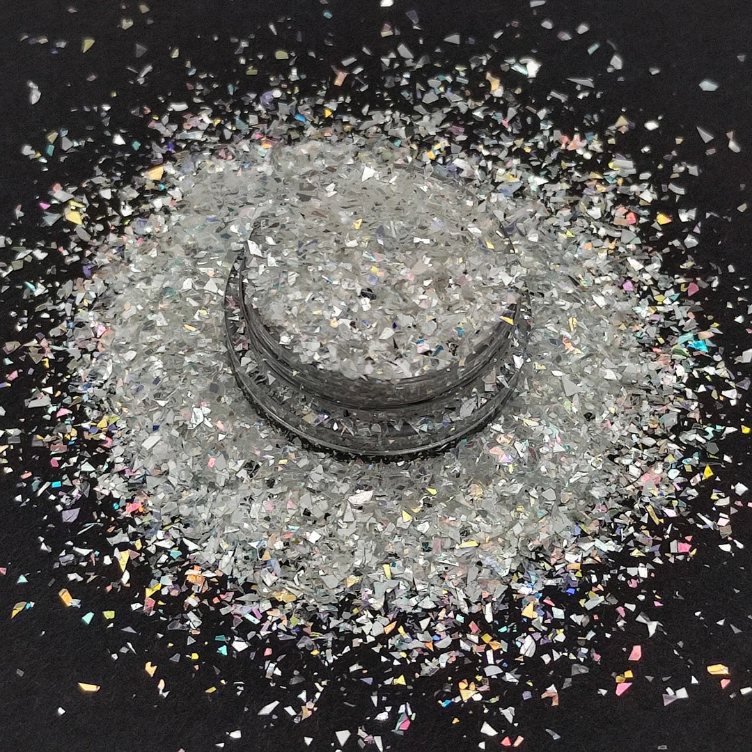 Silver Mirror Glitter Flakes, Shiny Silver Glitter, High Sparkle Silver ...