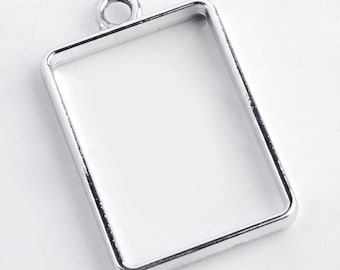 10 Stück Open Back Rechteck Harz Lünette Schmuck Anhänger, UV-Harz Pendel Lünette