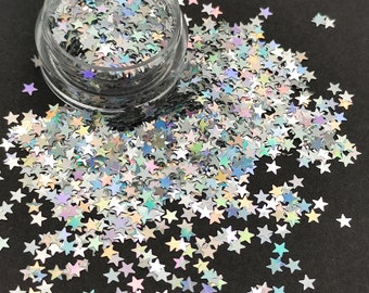 Silver Stars Holographic Glitter, Stars Nail Art Glitter, Star Glitter, Craft Supplies, Resin Supplies