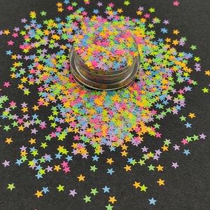 Paillettes d'étoiles colorées fluorescentes, Paillettes d'étoiles néon, Paillettes pour nail art, Paillettes à ongles fluorescentes, Fournitures en résine, Fournitures créatives, Arc-en-ciel