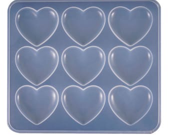 Puffy 9 Hearts Silicone Mould, Pocket Hug Hearts Mold, Keyring mold, Resin Mould, Pendant Mold, Rounded Hearts