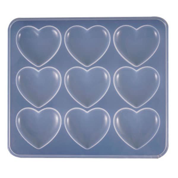 Puffy 9 Hearts Silicone Mould, Pocket Hug Hearts Mold, Keyring mold, Resin Mould, Pendant Mold, Rounded Hearts