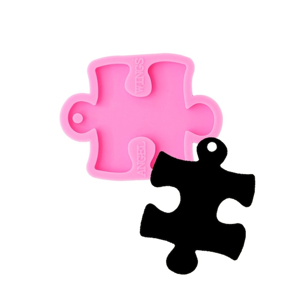 Jigsaw Puzzle Piece Keychain Silicone Mould for Resin, Autism Awareness Keyring Silicone Mold, Jigsaw Piece Epoxy Resin Pendant Mold