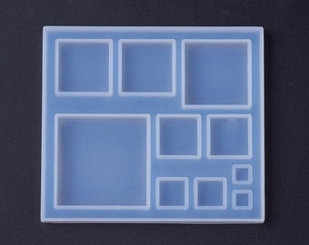 Square Silicone Mould, 10 Square Jewellery Earring Epoxy Resin Pendant Mold, Square Jewellery Polymer Clay Tool, UV Resin Mold