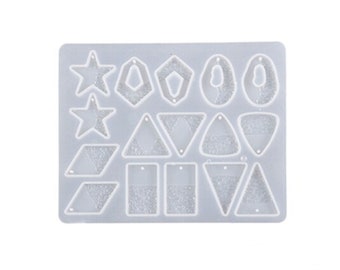 Druzy Earrings Mould, Geometric Druzy Earring Silicone Mold, Pendant Epoxy Resin Mould, Jewellery Polymer Clay Tool, UV Resin Mold