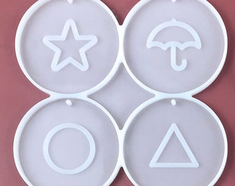 Sugar Cookie Keychain Silicone Mould, Epoxy Resin Pendant Mold, Sugar Biscuit Mold, Dalgona Candy Keychain Mold