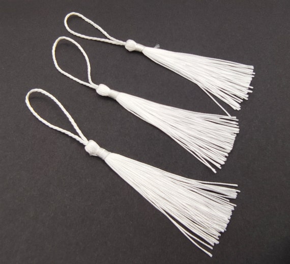 10 pcs White Bookmark Tassels, Silky Craft Tassels, Decorative Tassel  Sewing, Tassle for Resin Bookmarks, Keyring Tassels