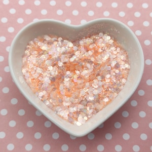 Chunky Pastel Opalescent Glitter Mix, Iridescent Light Orange, Fournitures en résine, Nail Art Glitter, Fournitures d’artisanat, Slime Supplies