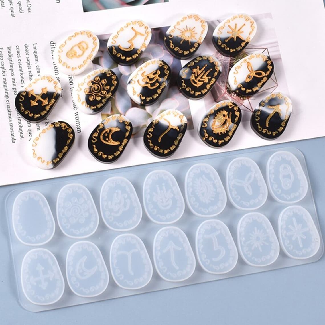 Runes Silicone Mould, Viking Runes Epoxy Resin Pendant Mold, Runic ...