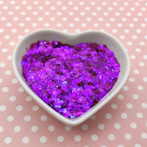 Mélange de paillettes translucides violettes, mélange de paillettes rose néon violet irisé, fournitures de résine, paillettes Nail Art, fournitures d’artisanat, fournitures de slime