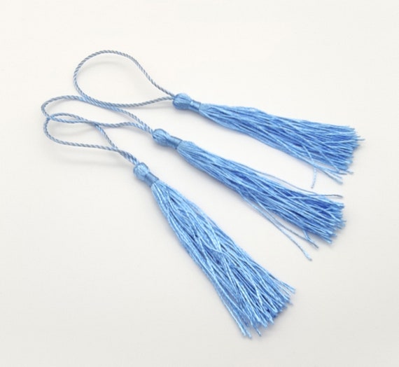 10 pcs Light Blue Bookmark Tassels, Silky Craft Tassels, Decorative Tassel  Sewing, Tassle for Resin Bookmarks