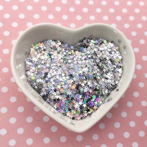 Silver Stars Holographic Glitter, Stars Nail Art Glitter, Star Glitter, Craft Supplies, Resin Supplies 10 gram