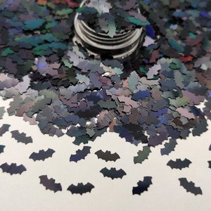 Paillettes de chauve-souris, Paillettes de chauve-souris holographiques noires, Paillettes en forme de chauve-souris d'Halloween, Paillettes de chauve-souris holographiques noires de remplissage, Fournitures en résine