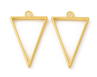 10 pcs Open Back Triangle Resin Bezel Jewellery pendant, Gold colour, UV resin pendant bezel