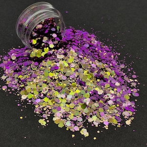 Grosses paillettes caméléon, paillettes à changement de couleur, violet à doré/vert, fournitures en résine, fournitures créatives, nail art scintillant, fournitures slime