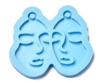 Girl Face Earrings Silicone Mould for Epoxy Resin, Abstract Face Jewellery Mold, Epoxy Resin Pendant Mould, Resin Supplies