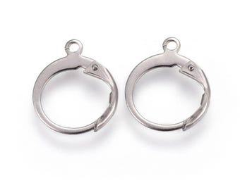 Stainless Steel Leverback Earring Findings with loop, Huggie Hoop Earring Blanks, Plain Leverback Earrings, Stainless Steel Leaver Backs