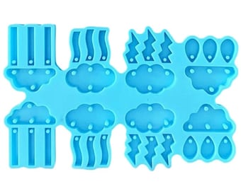 Cloud Earrings Silicone Mould, Statement Earring Silicone Mold, Epoxy Resin Mold, Raindrop Earring Silicone Mould, DIY Jewellery Making Mold