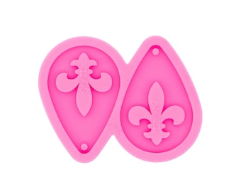 Teardrop Fleur-de-lis Earring Silicone Mold, Epoxy Resin Teardrop Pendant Mold, Statement Earrings Mould, Drop Earring Mold, Resin Supplies