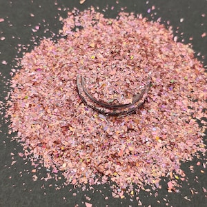 Flocons scintillants holographiques rose foncé, Flocons scintillants holographiques en cellophane, Éclats de paillettes roses brumeux, Fournitures créatives, Décorations pour ongles scintillantes
