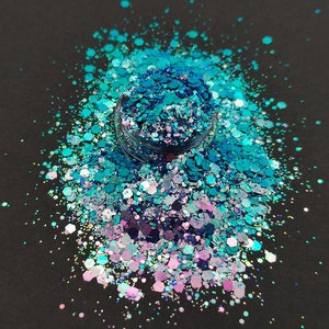 Chamäleon Chunky Glitter, Farbwechsel Glitter, Blau/Türkis bis Hellrosa/Lila, Harzbedarf, Bastelbedarf, Nail Art Glitter