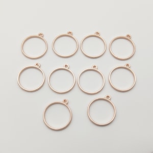 10 pcs Open Back Round Resin Bezel Jewellery pendant, Rose Gold Colour, Round UV Resin Open Back Bezel, Diameter 25mm
