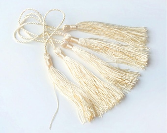 10 pcs Ivory Bookmark Tassels, Silky Craft Tassels, Decorative Tassel Sewing, Tassle for Resin Bookmarks