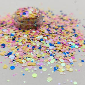 Mélange pastel de paillettes à pois, Rose, jaune, Mélange de paillettes à pois bleus, Confettis à pois, Fournitures en résine, Décorations pour ongles scintillantes, Fournitures créatives