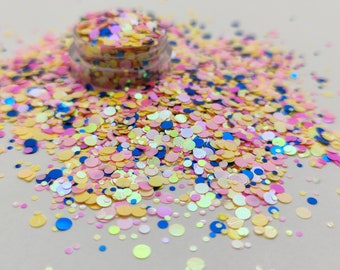 Dot Glitter Pastel Mix, Pink, Yellow, Blue Dotty Glitter Mix, Dot Confetti, Resin Supplies, Nail Art Glitter, Craft Supplies