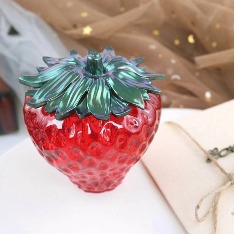 Small Strawberry Storage Box Silicone Resin Mold with lids Strawberry  Shaped Bottle Jar Epoxy Silicone Casting Molds for Jewelry Ornaments  Trinket