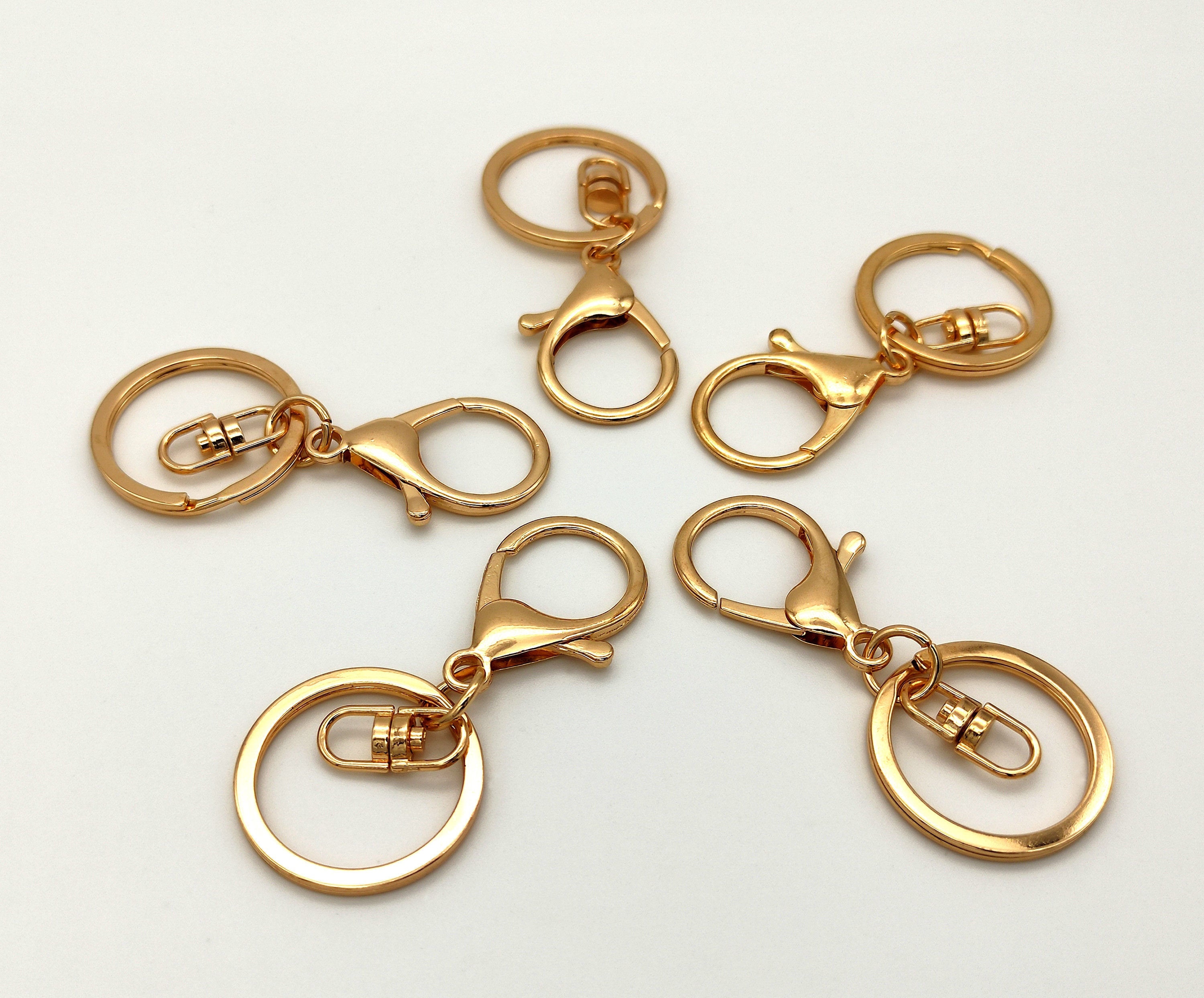 5pcs Light Gold Keychain With Lobster Clasp and Swivel Centre to