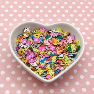 10g / 20g Tier Mix Clay Fimo Scheiben, süße Tiergesichter Harz Bastelbedarf, Nail Art, Fimo Scheiben, Slime Bedarf