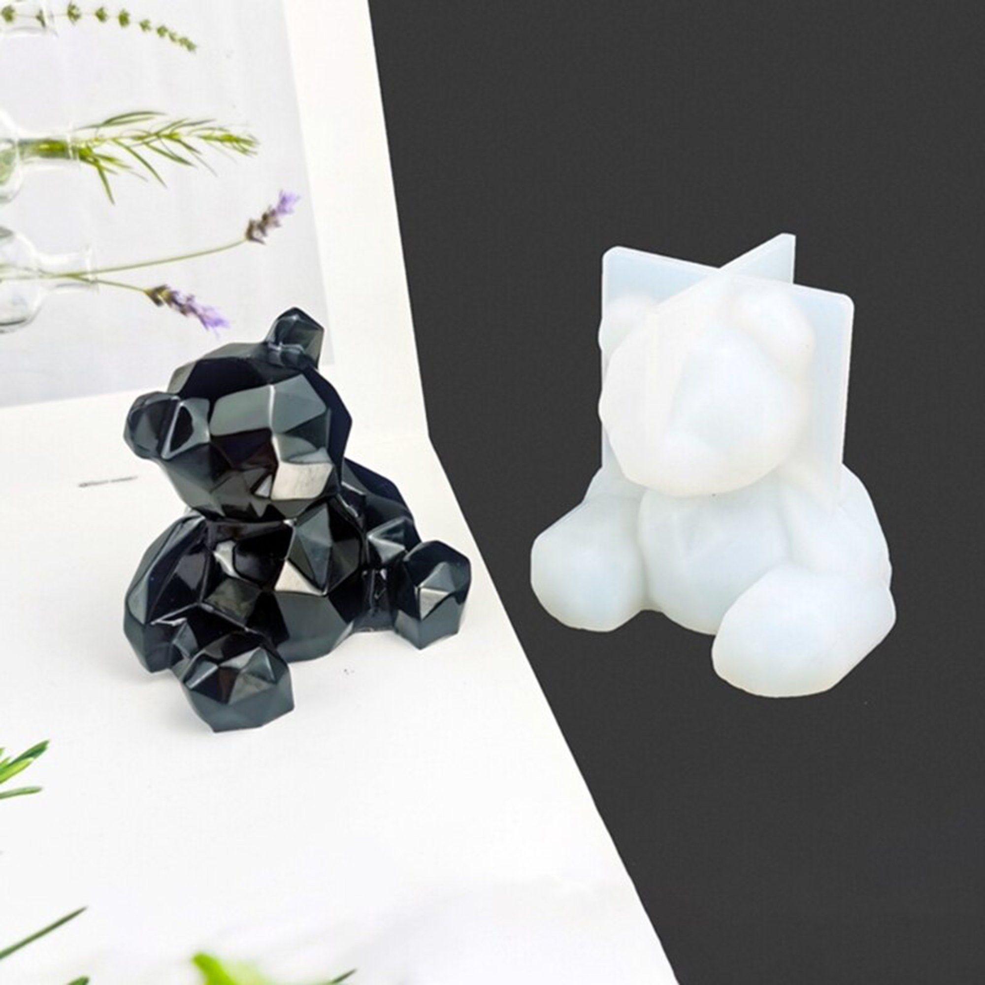 LARGE 3D Geometric Bear 2 Part Silicone Mold - Heaven's Sweetness Shop