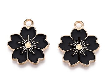 8 Baby Blue Enamel Cherry Blossom Sakura Flower Golf Tone