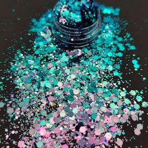 Grosses paillettes caméléon, paillettes à changement de couleur, bleu/turquoise à argent/violet clair, fournitures en résine, fournitures créatives, décorations d'ongles scintillantes