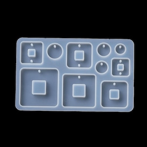 Square Flat Earrings Silicone Mould, Square Pendant Epoxy Resin Pendant Mold, Square UV Resin Mold, Resin Supplies