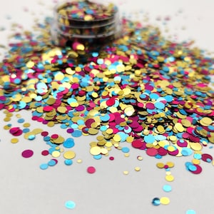 Dot Glitter Metallic Mix, Or, Turquoise, Cerise Dotty Glitter Mix, Shiny Dot Confetti, Fournitures en résine, Nail Art Glitter, Fournitures artisanales