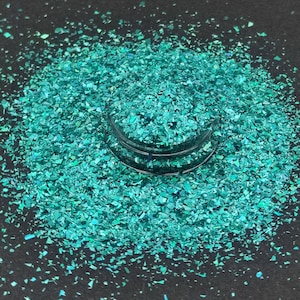 Flocons scintillants holographiques bleu sarcelle, Flocons scintillants holographiques en cellophane, Éclats de paillettes, Fournitures en résine, Fournitures créatives, Paillettes pour nail art