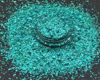 Holographic Teal Glitter Flakes, Holographic Cellophane Glitter Flakes, Glitter Shards, Resin Supplies, Craft Supplies, Nail Art Glitter