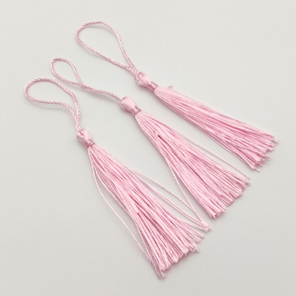 10 pcs Pink Bookmark Tassels, Baby Pink Silky Craft Tassels, Decorative Tassel Sewing, Tassle for Resin Bookmarks