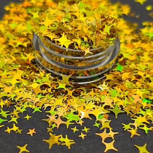 Paillettes holographiques étoiles dorées, Art pour ongles étoile à 4 branches, Paillettes étoiles à quatre branches, Fournitures créatives, Fournitures en résine