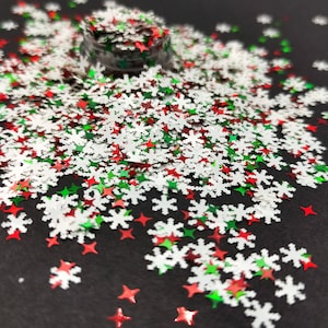 Mélange de paillettes de Noël, Flocon de neige pailleté, Mélange de paillettes d'étoiles de Noël, Fournitures créatives, Gros mélange de paillettes de Noël, Fournitures en résine