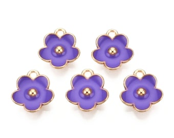 5/10pcs Daisy Flower Small Enamel Charms Jewellery Pendant, Small Purple Forget Me Not Enamel Charm, Jewelry Making DIY Jewelry Accessories