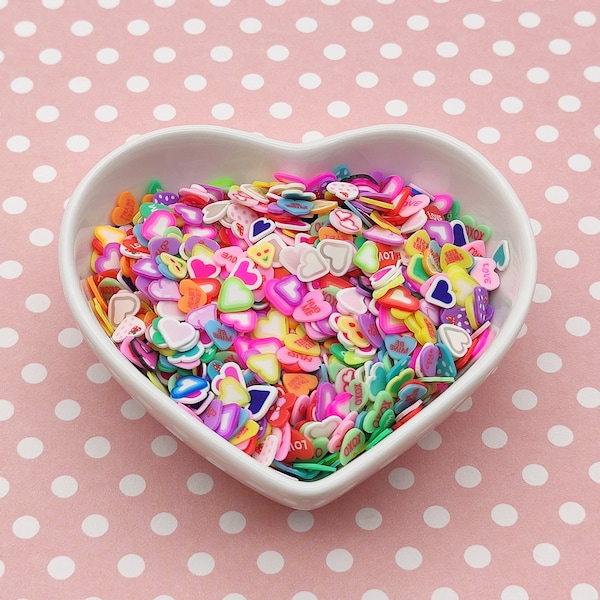 10g/20g Sweet Heart Mix Clay Fimo Slices, Hearts Resin Craft Supplies, Nail Art, Polymer Clay Slices, Slime Supplies, Resin Supplies