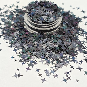 Paillettes holographiques étoiles noires, Art pour ongles étoile à 4 branches, Paillettes étoiles à quatre branches, Fournitures créatives, Fournitures en résine