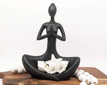 Schwarze Yoga Dame Statue | Moderne Wohnkultur Ornament