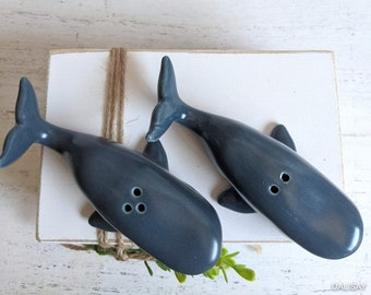 Blue Whale Salt Pepper Shaker Set | Whale Gifts | Tableware Decor | Kitchen Accessories
